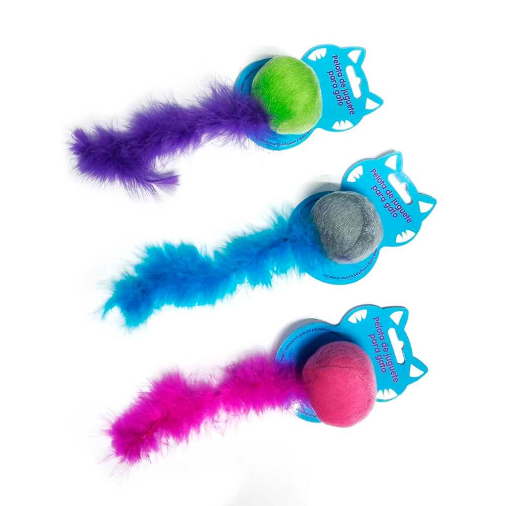JUGUETE PELOTA CON COLA PARA GATO