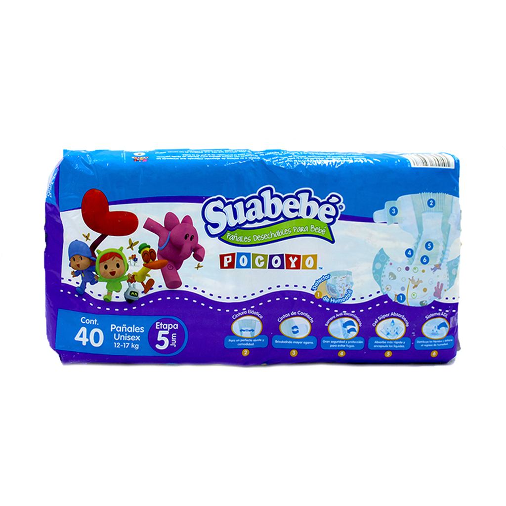 PAÑALES SUABEBE POCOYO ETAPA 5/XL 40U