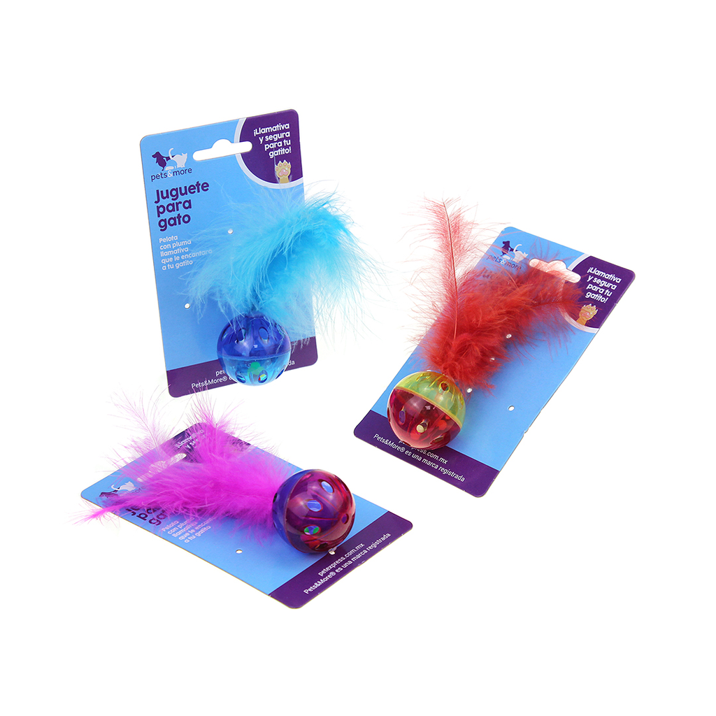 PELOTA CON PLUMA PARA GATO