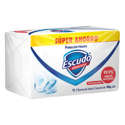[E8911] JABON ESCUDO NEUTRO 5PK 110 GR BLANCO