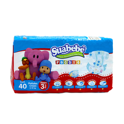 [D5185] PAÑALES SUABEBE POCOYO ETAPA 3/M 40U