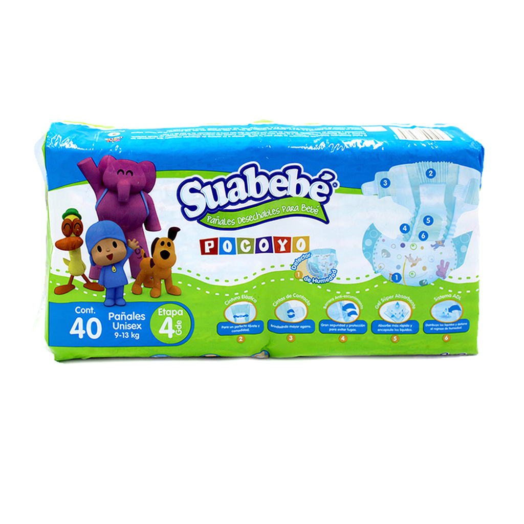 [D5186] PAÑALES SUABEBE POCOYO ETAPA 4/L 40U